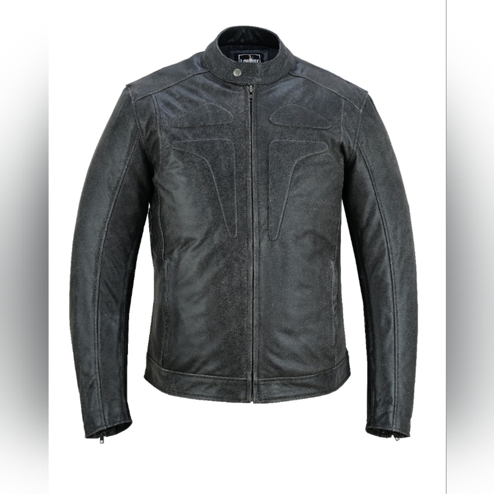 Men's Grey Motorcycle Leather Jacket.